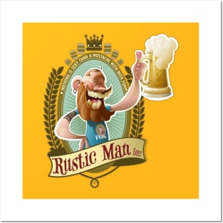 Rustic man beer Posters and Art